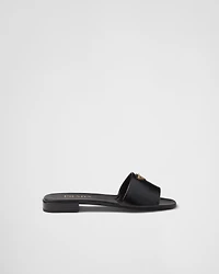 Saffiano patent leather slides