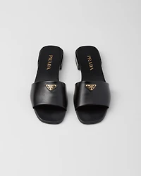 Saffiano patent leather slides