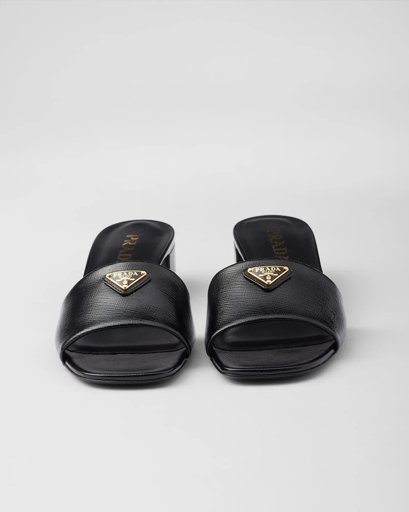 Saffiano patent leather sandals