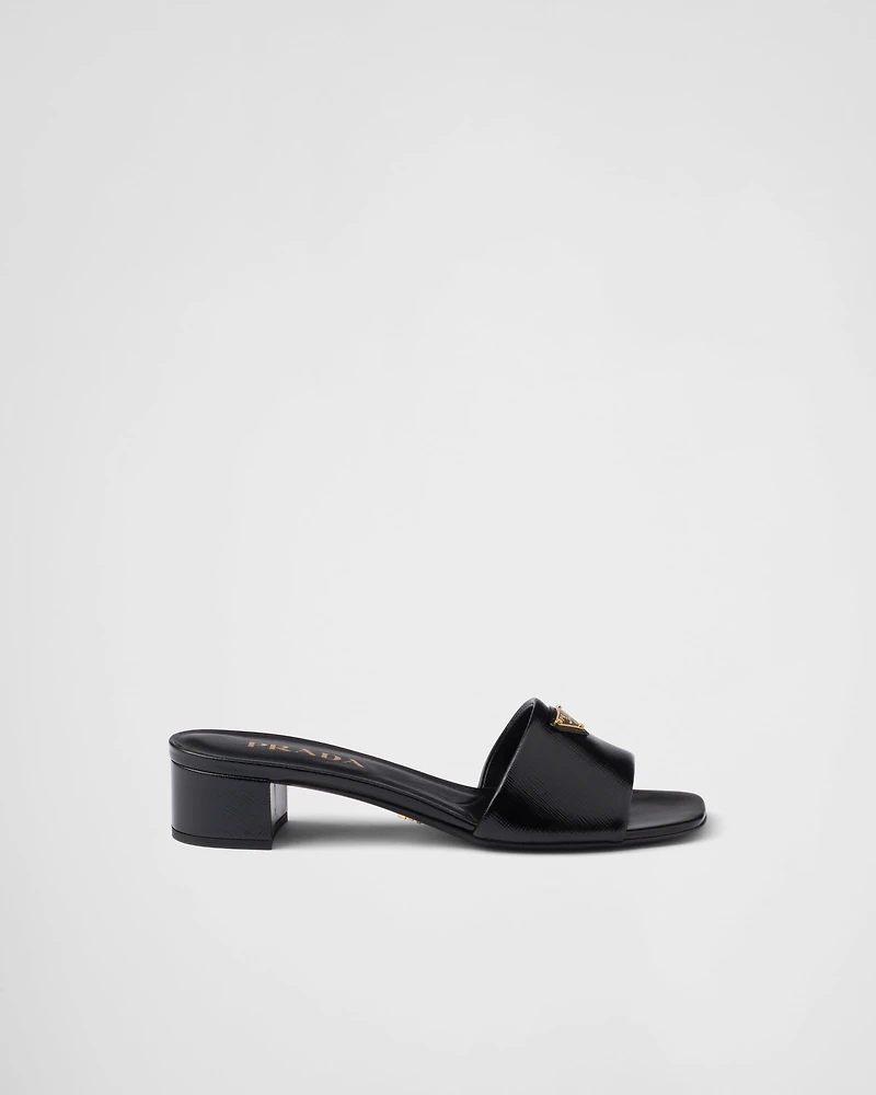Saffiano patent leather sandals