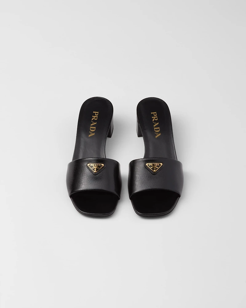 Saffiano patent leather sandals