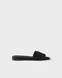 Leather slides with crochet details