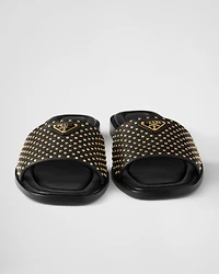 Nappa leather slides with studs