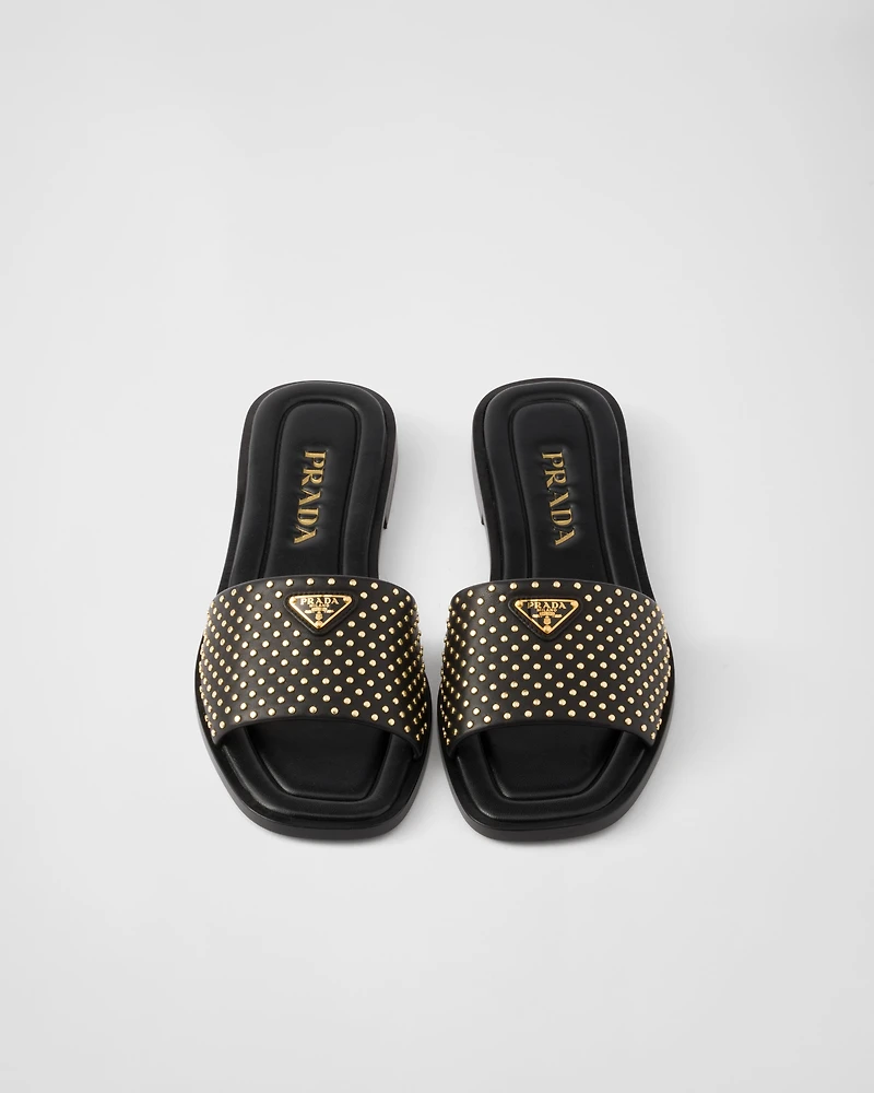 Nappa leather slides with studs