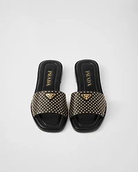 Nappa leather slides with studs