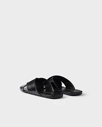 Brushed leather slides