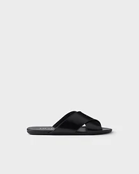 Brushed leather slides