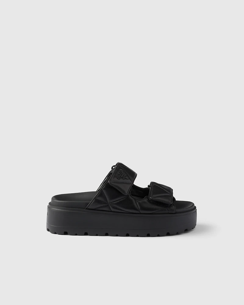 Padded nappa leather slides