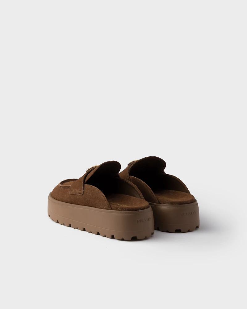 Suede flatform mules