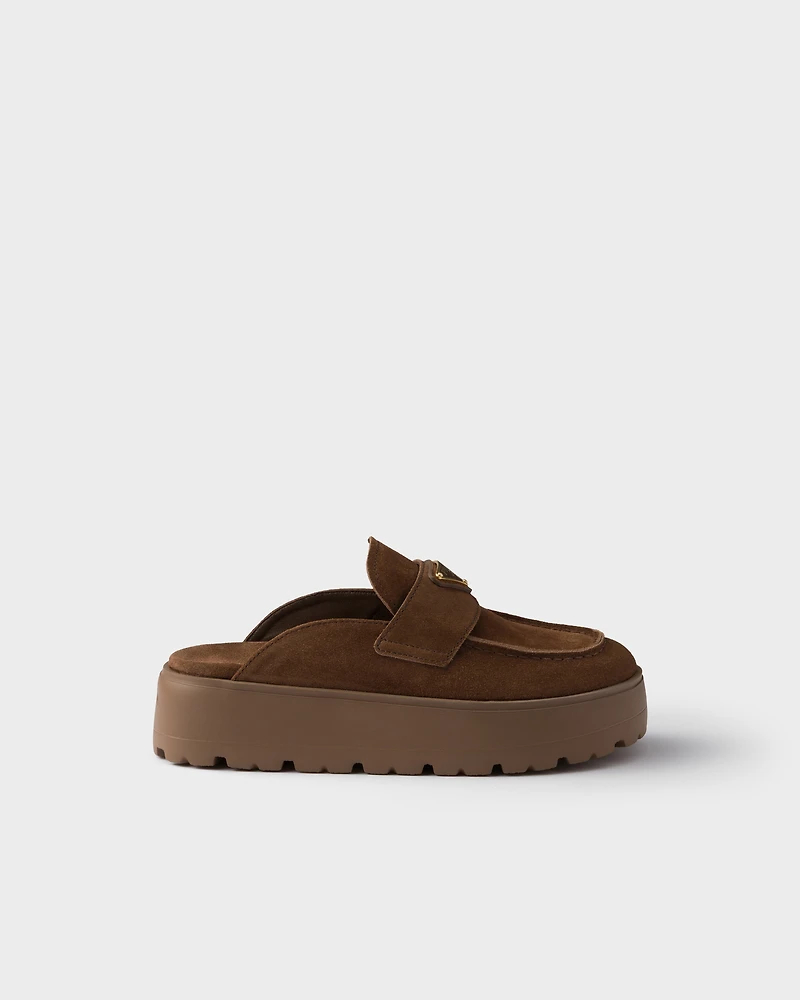 Suede flatform mules