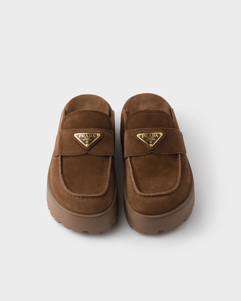 Suede flatform mules