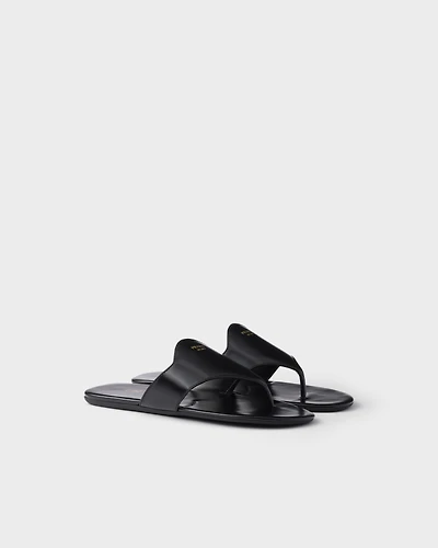 Brushed leather thong sandals