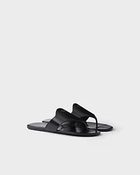 Brushed leather thong sandals