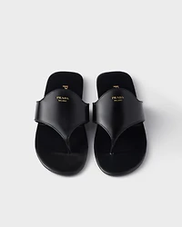 Brushed leather thong sandals