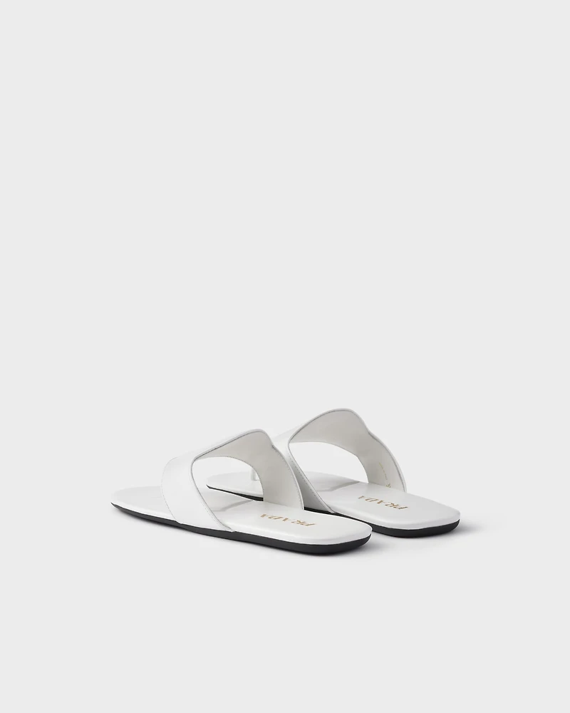 Brushed leather thong sandals