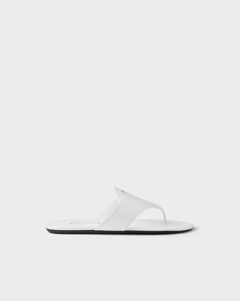 Brushed leather thong sandals