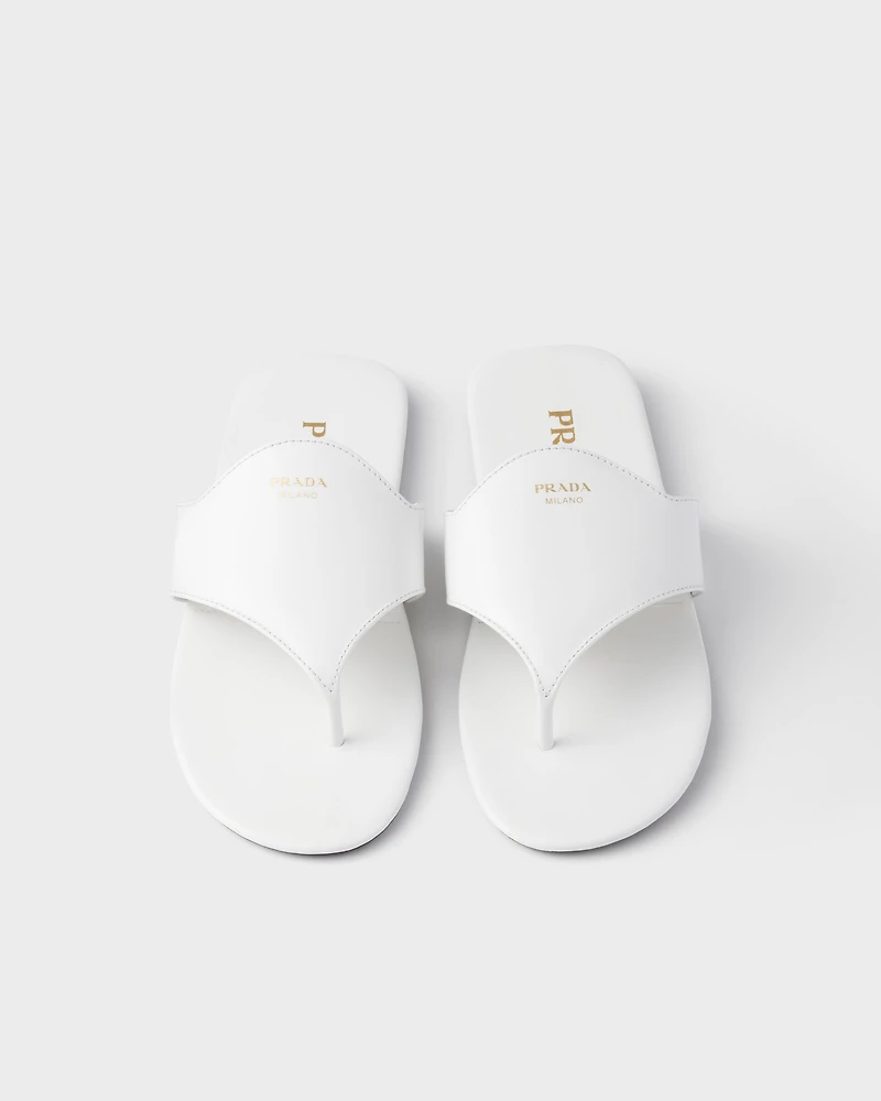 Brushed leather thong sandals