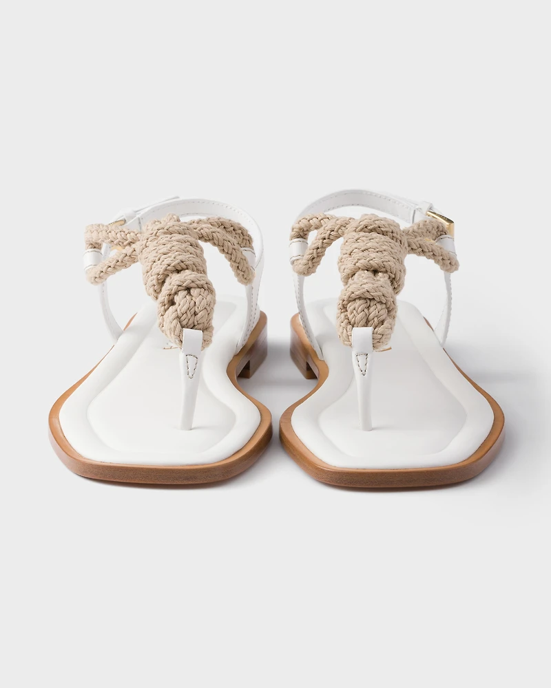 Leather and cord thong sandals