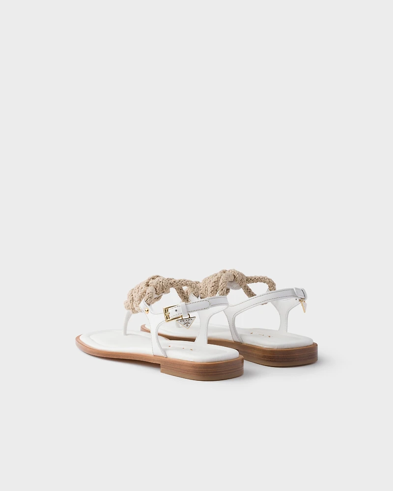 Leather and cord thong sandals