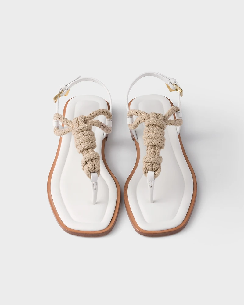 Leather and cord thong sandals