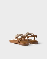 Leather and cord thong sandals