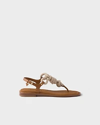 Leather and cord thong sandals