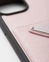 Saffiano leather cover for iPhone 15