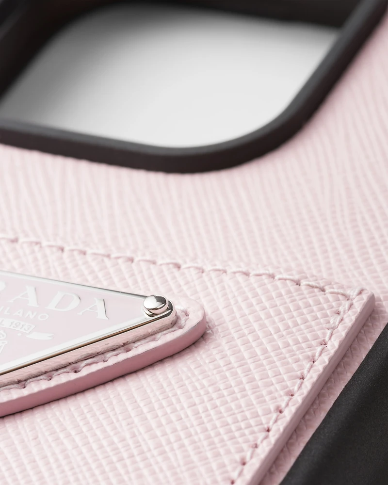 Saffiano leather cover for iPhone 15 Pro