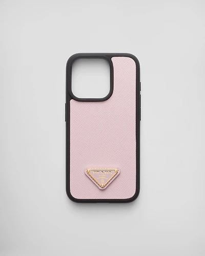 Saffiano leather cover for iPhone 15 Pro