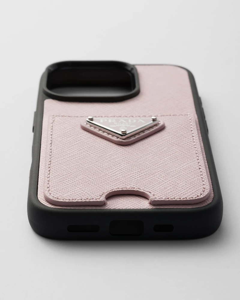 Saffiano leather case for iPhone 16 Pro