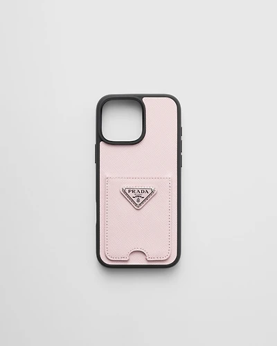 Saffiano leather case for iPhone 16 Pro Max