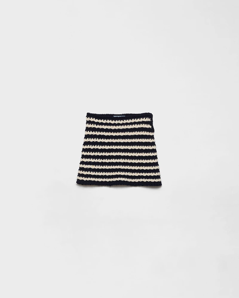 Cotton crochet miniskirt