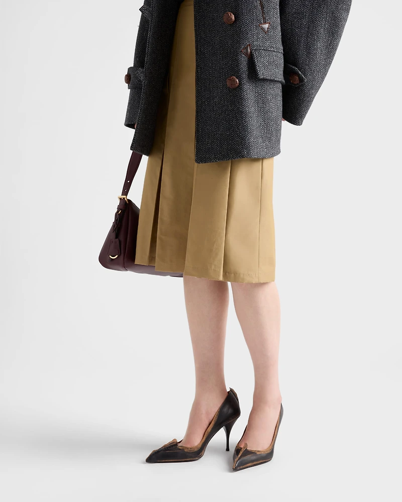 Pleated technical fabric skirt