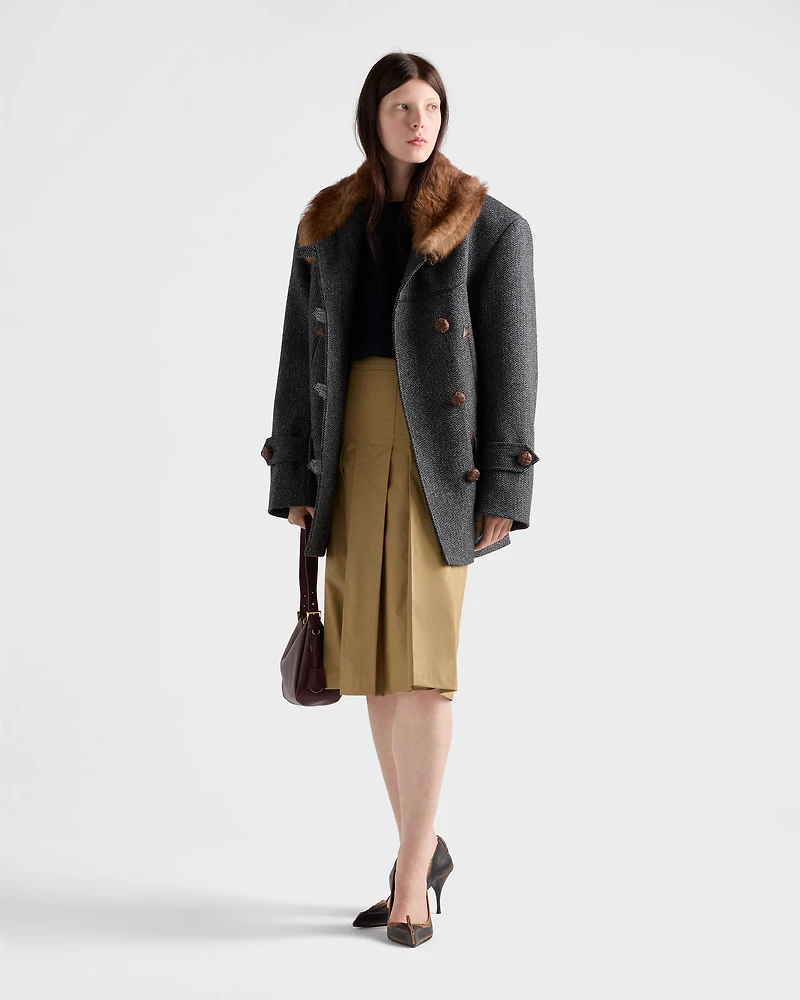 Pleated technical fabric skirt