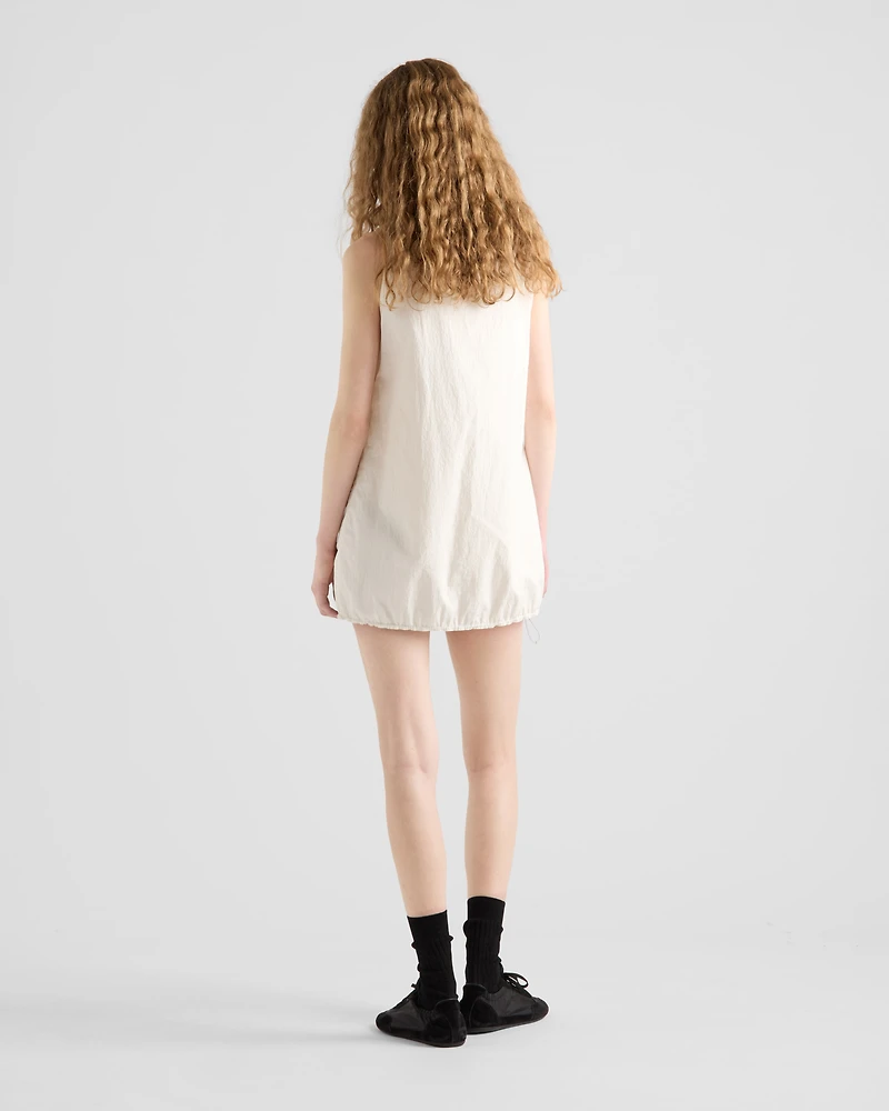 Sleeveless technical pongé mini-dress