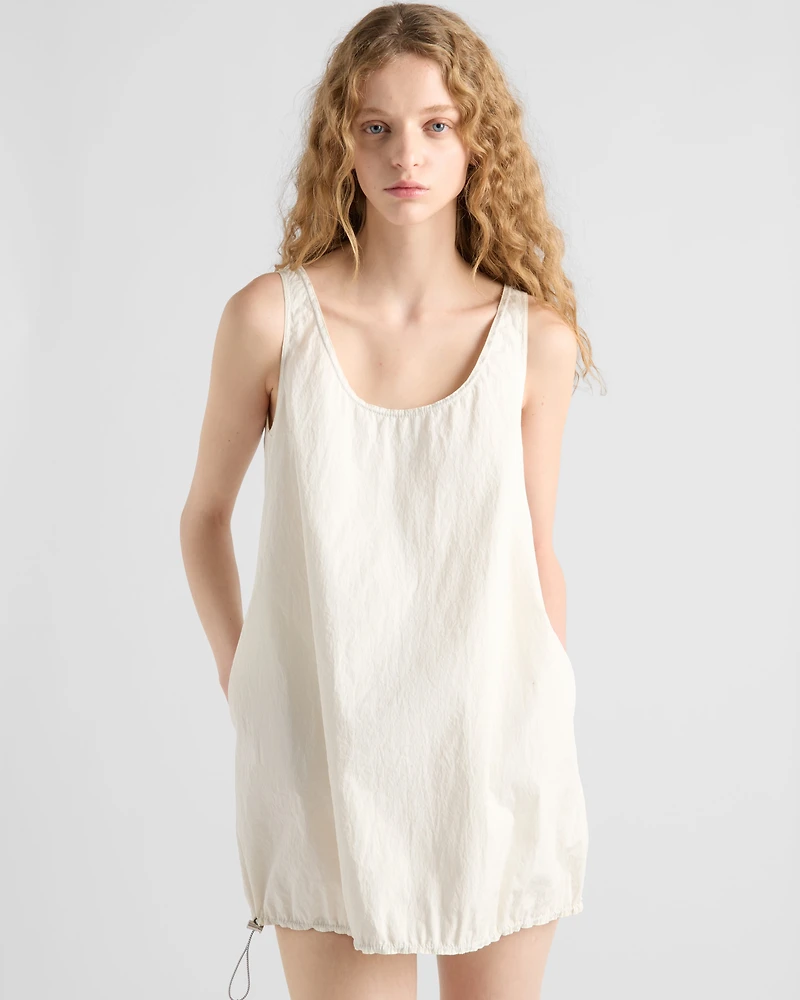 Sleeveless technical pongé mini-dress