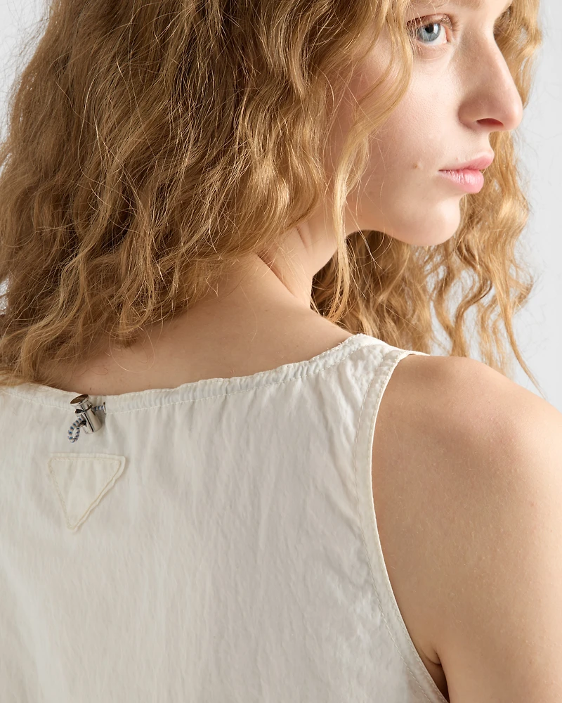 Sleeveless technical pongé mini-dress