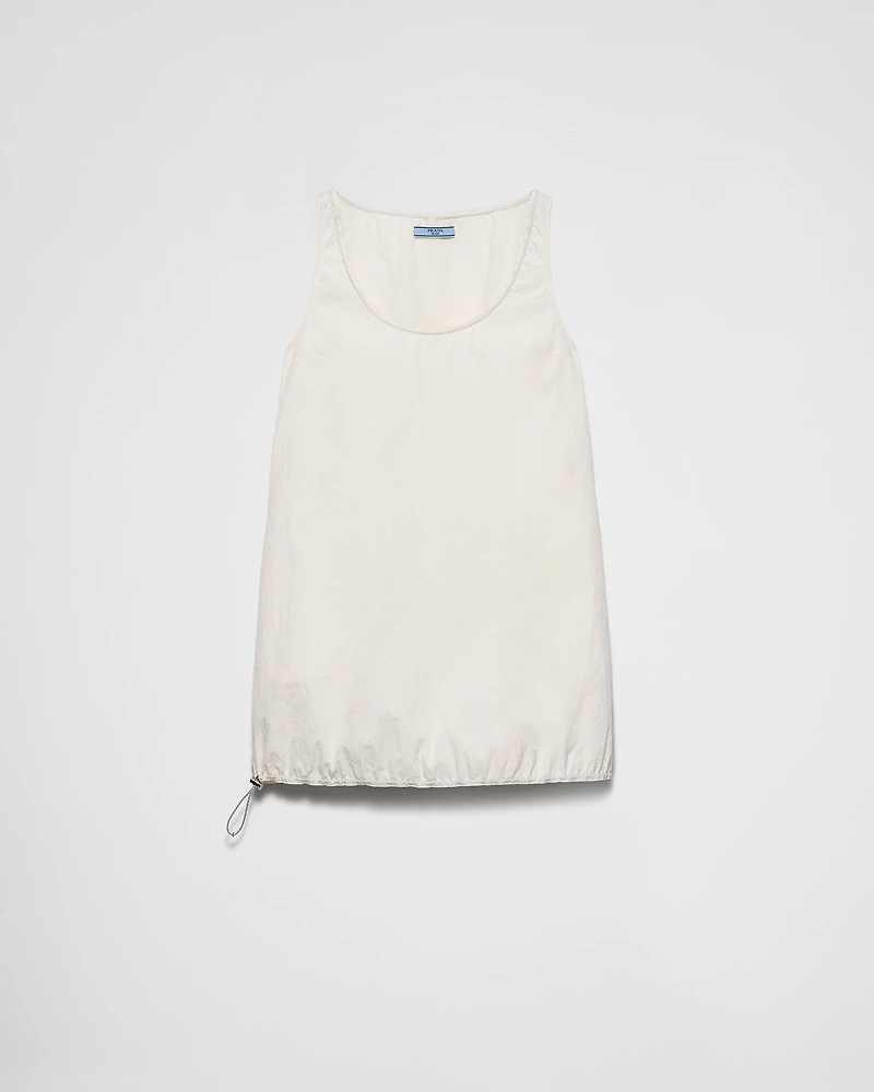 Sleeveless technical pongé mini-dress