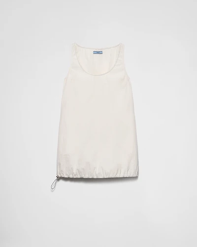 Sleeveless technical pongé mini-dress