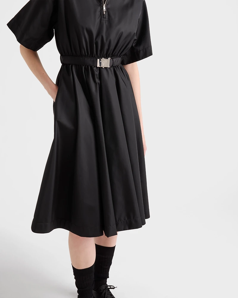 Short-sleeved Re-Nylon midi-dress