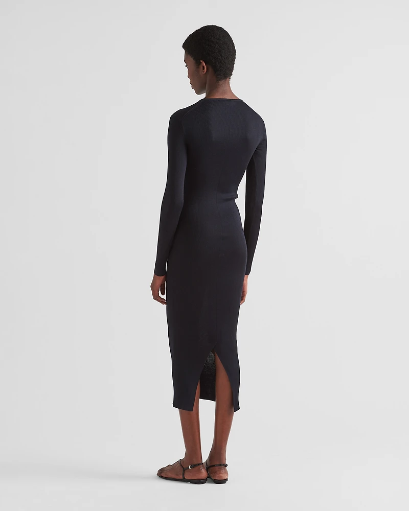 Long silk knit dress