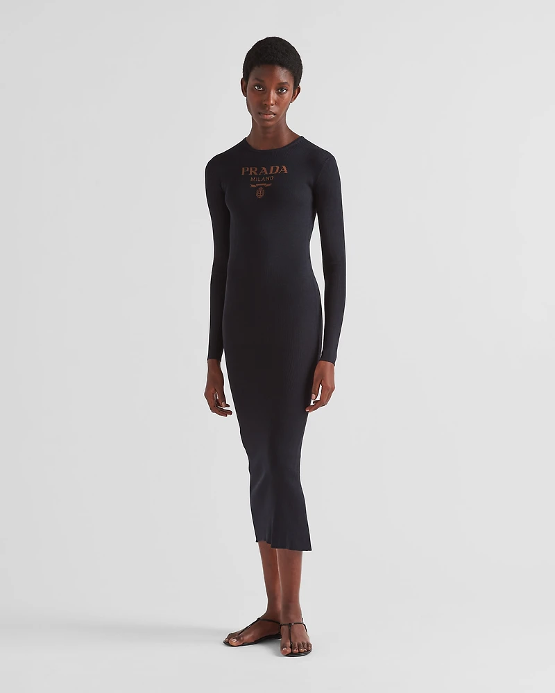 Long silk knit dress