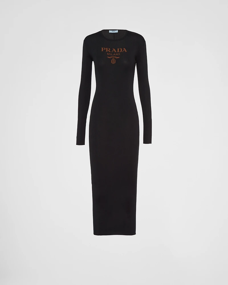 Long silk knit dress
