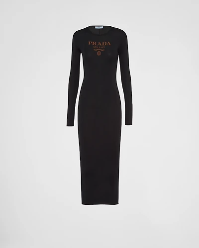 Long silk knit dress