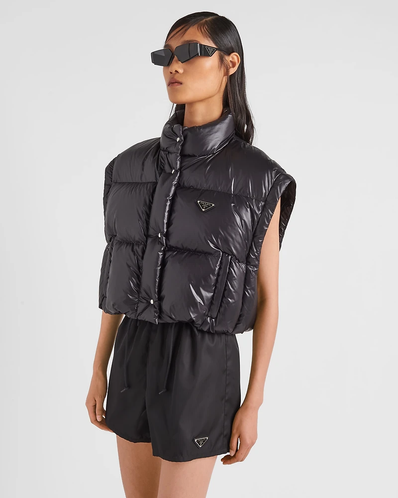 Re-Nylon cropped convertible down jacket