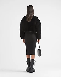 Convertible cropped velvet down jacket