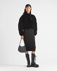 Convertible cropped velvet down jacket