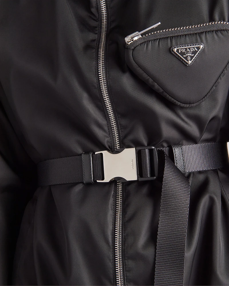 Re-Nylon hooded blouson jacket with pouch