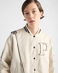 Canvas bomber jacket with patches