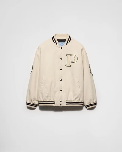 Canvas bomber jacket with patches